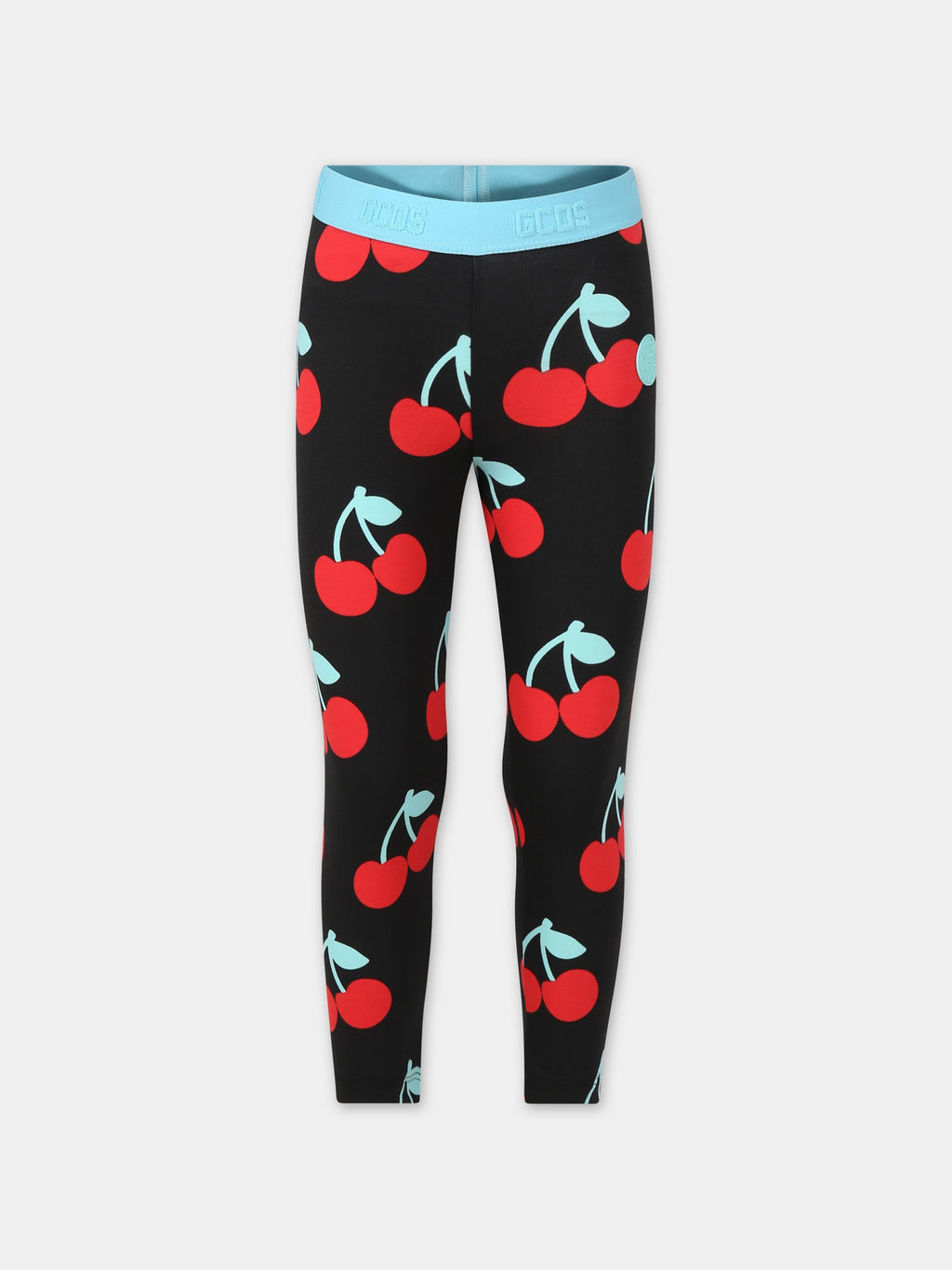 Black leggings for girl with cherries